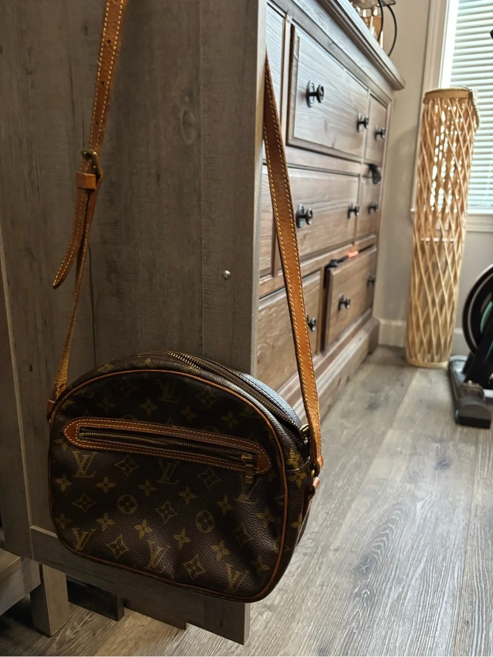 Monogram Round Crossbody Bag in Brown